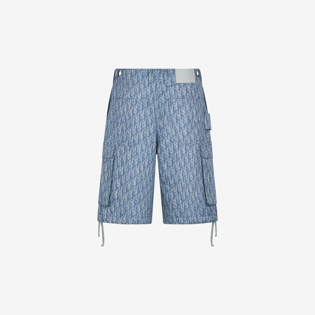 Bermuda cargo Dior Oblique Twill de coton mélangé bleu