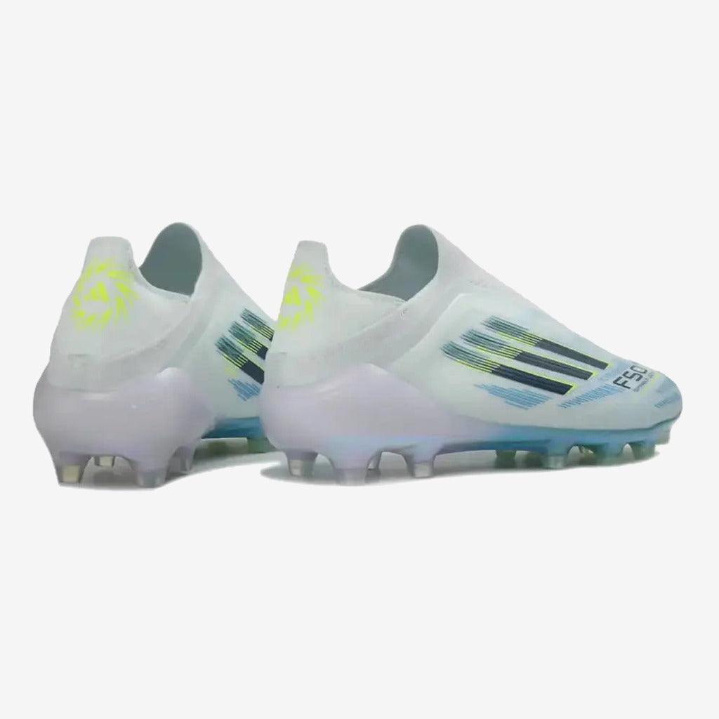 Adidas F50 Sparkfusion League Low Cut Laceless FG Ice Cold Precision - Bleu/Dune Pearl/Jaune