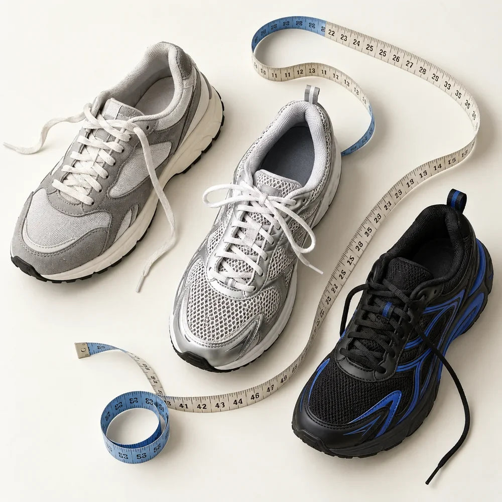 Illustration éditoriale : Comment taillent les New Balance 9060, Asics Gel-NYC et Nike TN ?