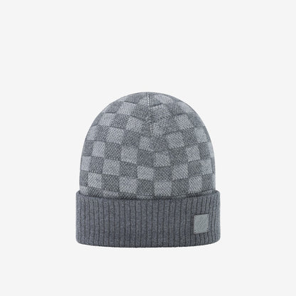 Bonnet écharpe LV Néo Petit Damier gris : petits carreaux dans des nuances de gris, vue du bonnet