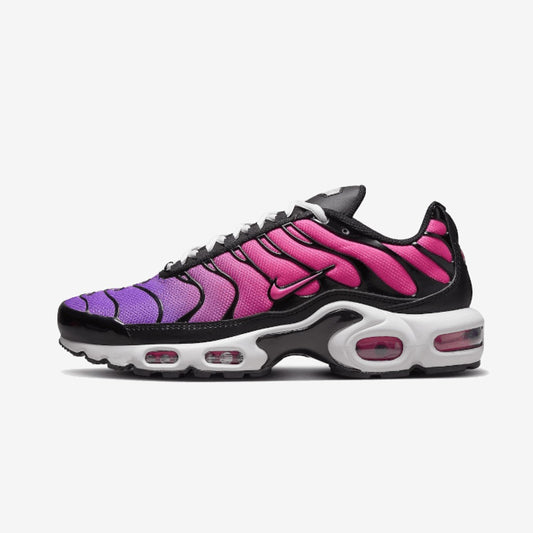 Nike TN Air Max Plus Dusk violette et rose à détails noirs, vue de profil