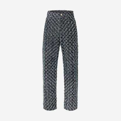 Pantalon droit à Monogram floqué en denim