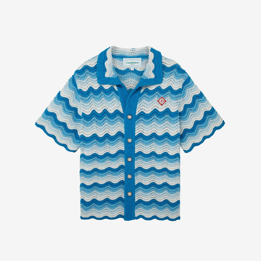 Chemise Casablanca Wavy Gradient bleue à vagues — vue de face