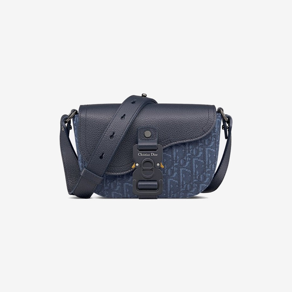 Mini sac Messenger à rabat Saddle Bleu Marine — Dior