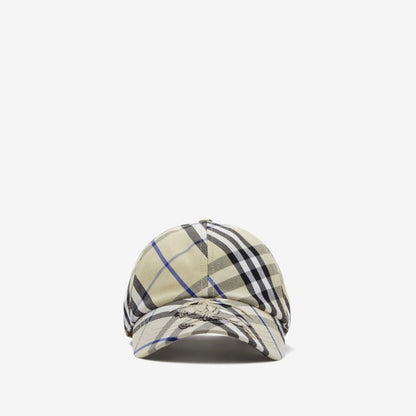 Casquette de baseball en coton mélangé Check EKD LICHEN — Burberry