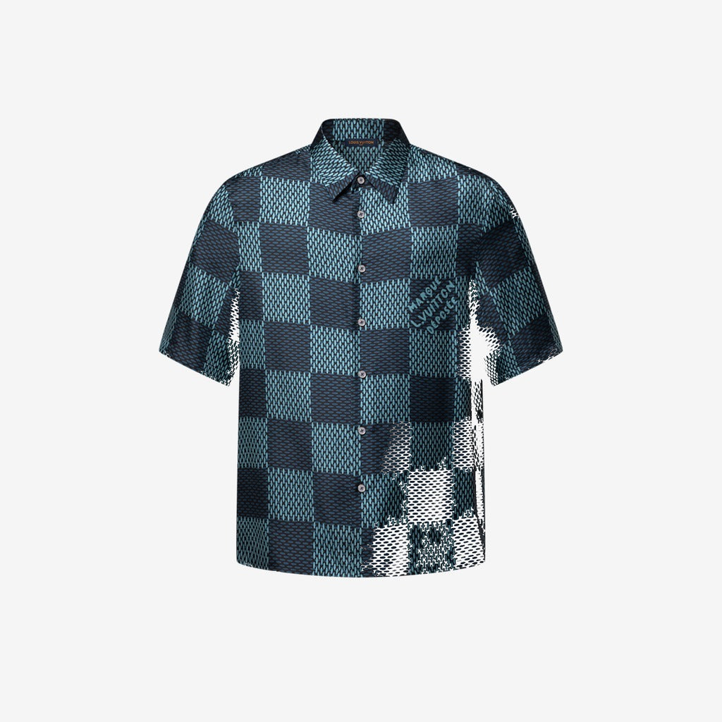 Chemise manches courtes Damier en soie