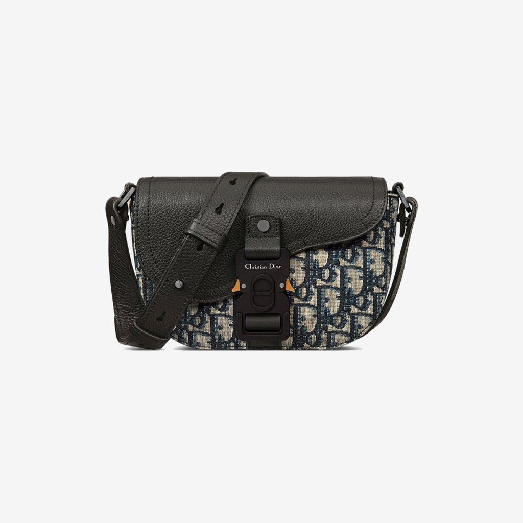 Mini sac Messenger à rabat Saddle Noir et Beige — Dior