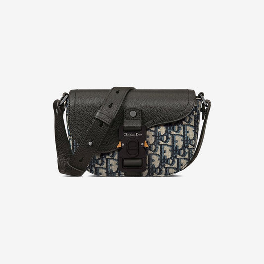 Mini sac Messenger à rabat Saddle Noir et Beige — Dior