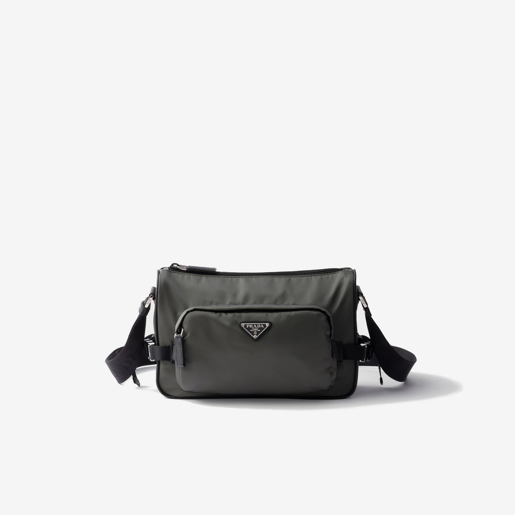 Sac de taille moyenne porté épaule en Re-Nylon et cuir Saffiano — Prada