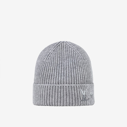 Bonnet LV Dual gris : côtes gris clair et large revers lv