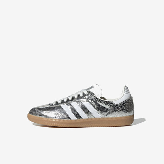 adidas Samba OG Silver Metallic Cracked Leather (Women's)