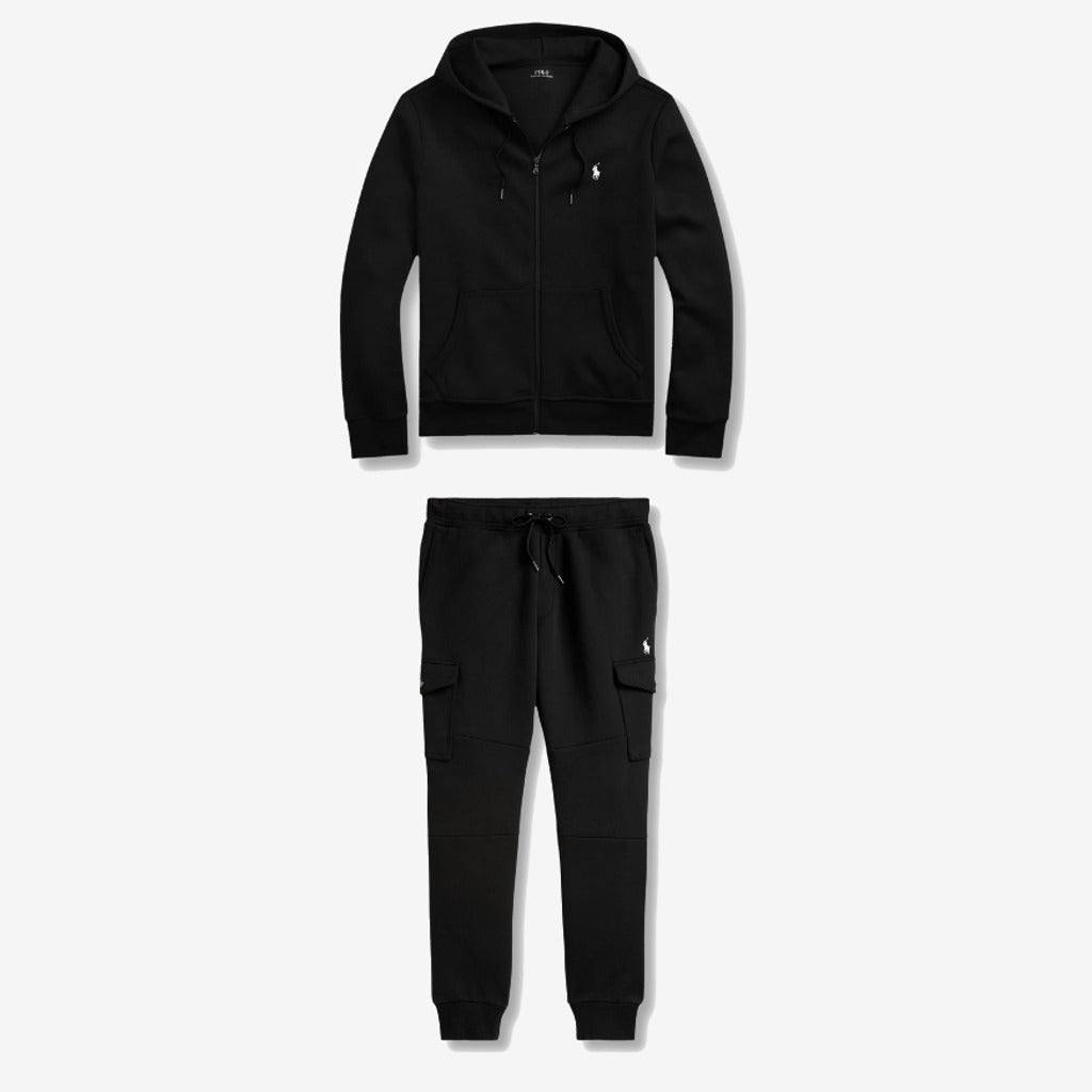 Ensemble survêtement Ralph Lauren noir, haut zippé à capuche et pantalon à poches latérales
