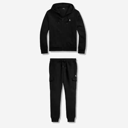 Ensemble survêtement Ralph Lauren noir, haut zippé à capuche et pantalon à poches latérales