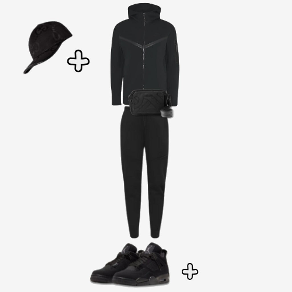 Outfit Tech Fleece Black + Casquette Offerte — Nike