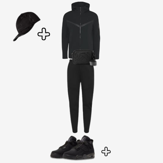 Outfit Tech Fleece Black + Casquette Offerte — Nike