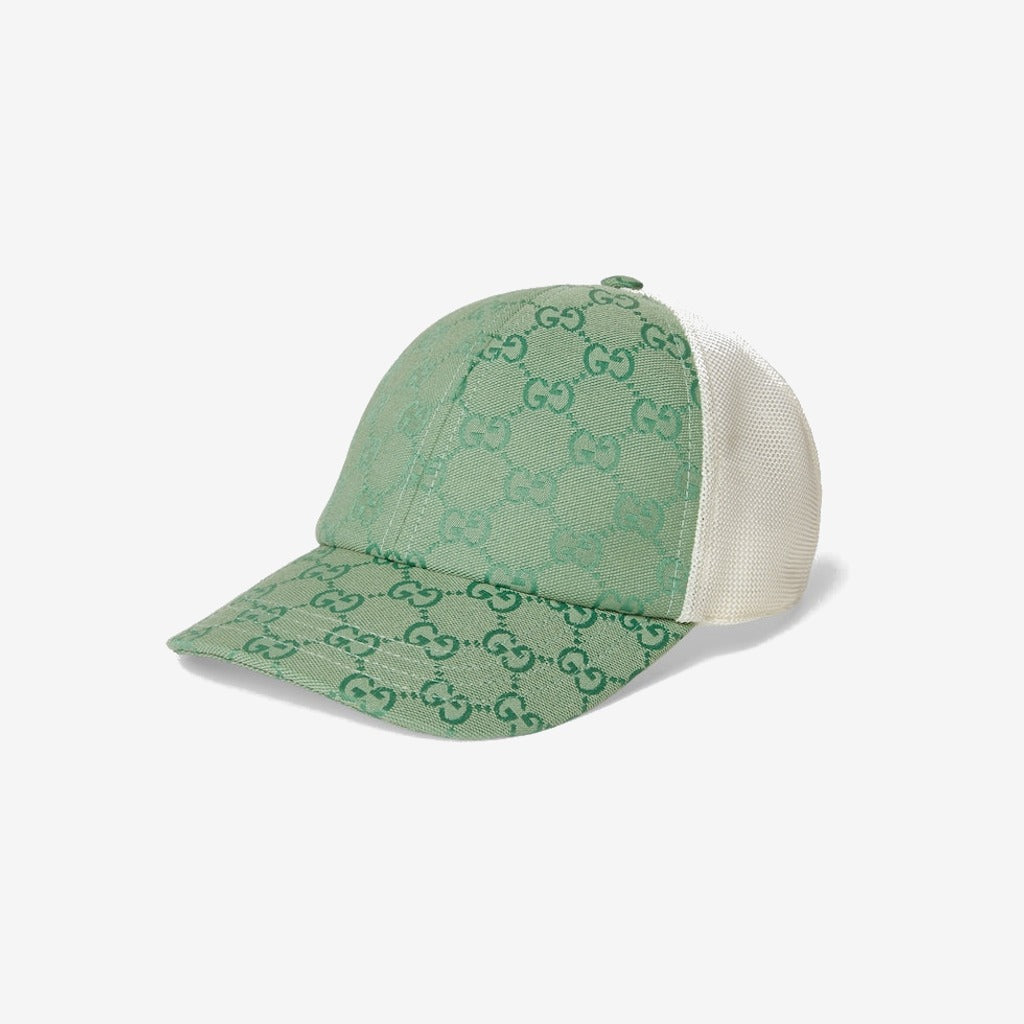 CASQUETTE EN TOILE ORIGINAL GG VERT BLANC — Gucci