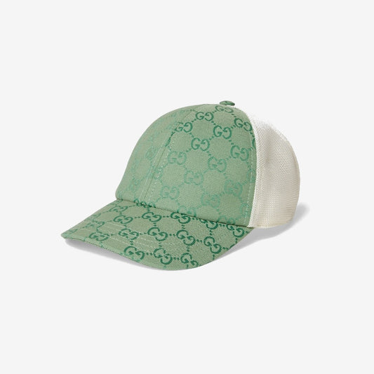 CASQUETTE EN TOILE ORIGINAL GG VERT BLANC — Gucci