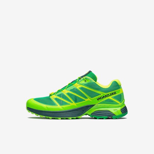 Salomon XT-Pathway 2 Feid FXXOMOR verte et jaune vif, vue de profil