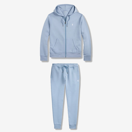 Ensemble survêtement Ralph Lauren bleu clair, haut à capuche zippé et pantalon assorti