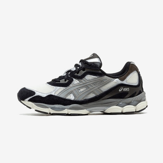 Asics Gel NYC Ivory Clay Grey blanche, grise et noire, vue de profil
