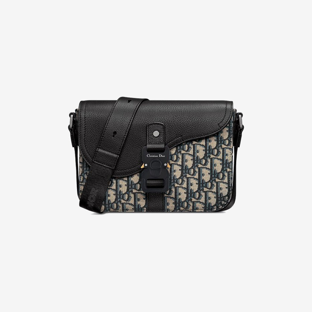 Sac Messenger à rabat Saddle Small Noir et Beige — Dior
