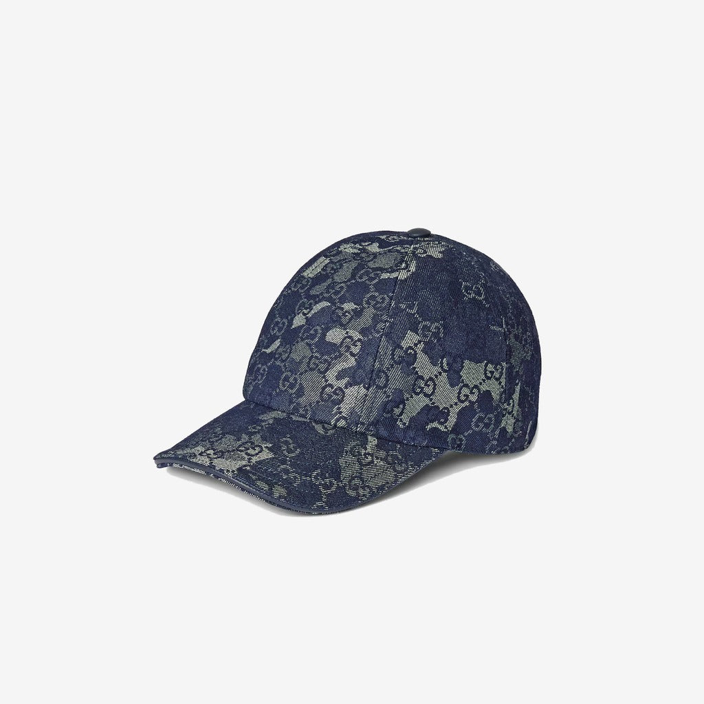 Casquette en denim GG avec détail bande Web — Gucci