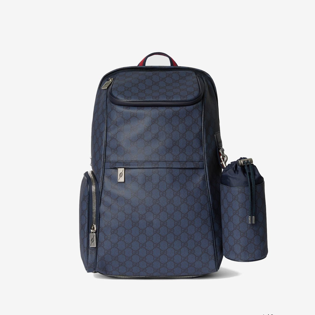 Sac à dos avec détail bande Web moyen format — Gucci