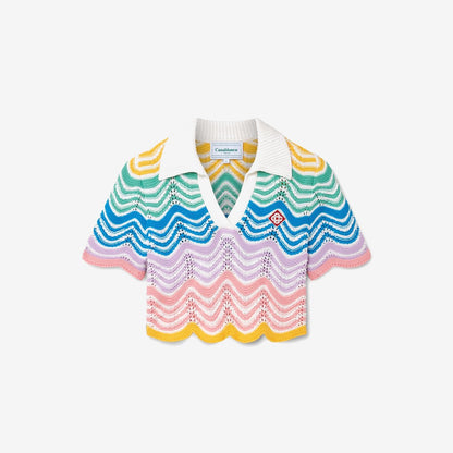 Gradient Wave Crochet Top — Casablanca