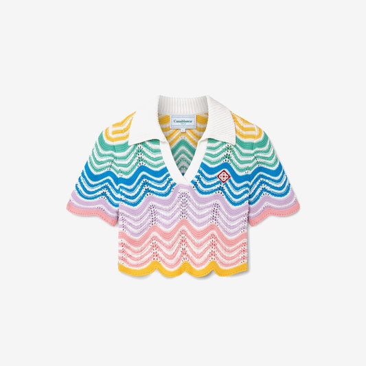 Gradient Wave Crochet Top — Casablanca