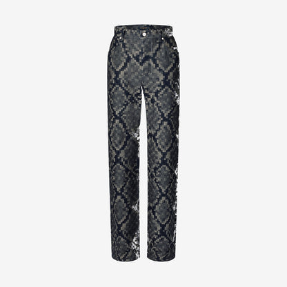 Pantalon droit en denim graphique