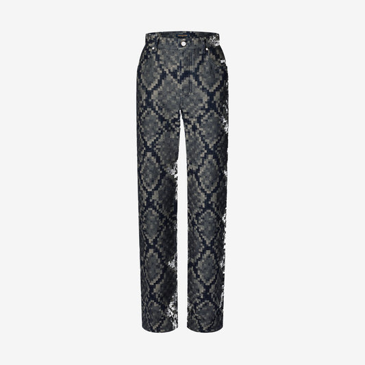 Pantalon droit en denim graphique