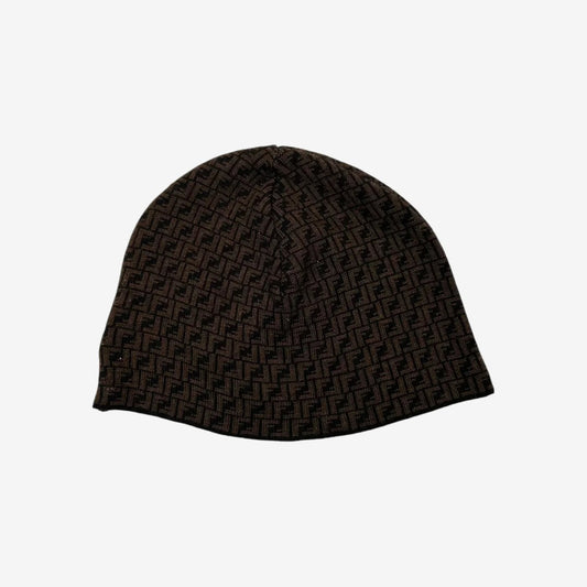 Bonnet Fendi marron : maille brune au relief visible