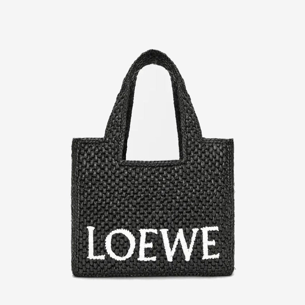 LOEWE - Petit  Font Tote en raphia Noir