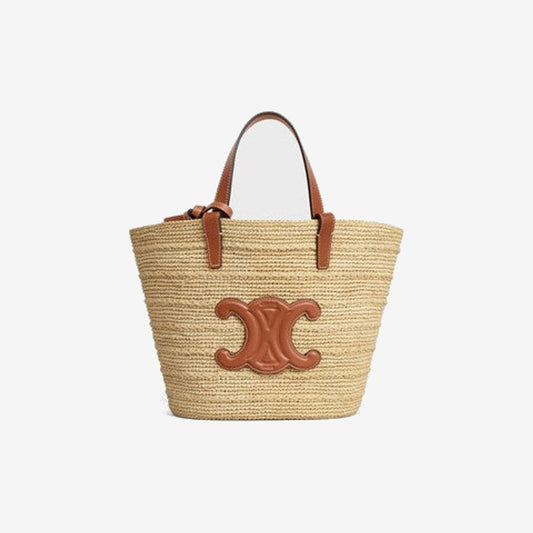 Céline - Classic Panier petit modèle Souple Raphia et veau