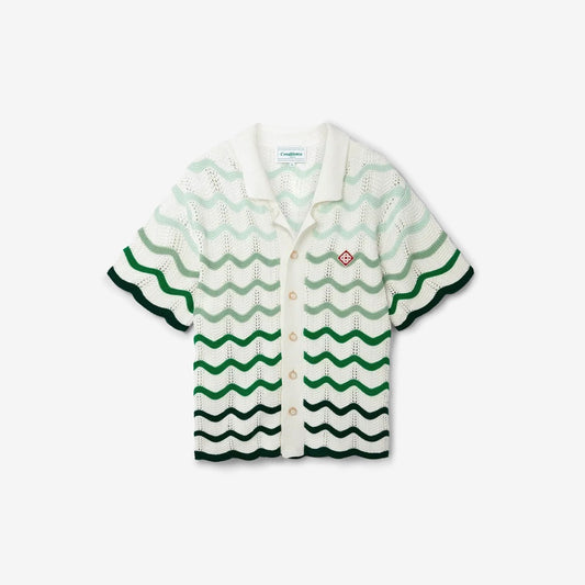 Chemise Casablanca Wavy Gradient blanche à vagues vertes — vue de face