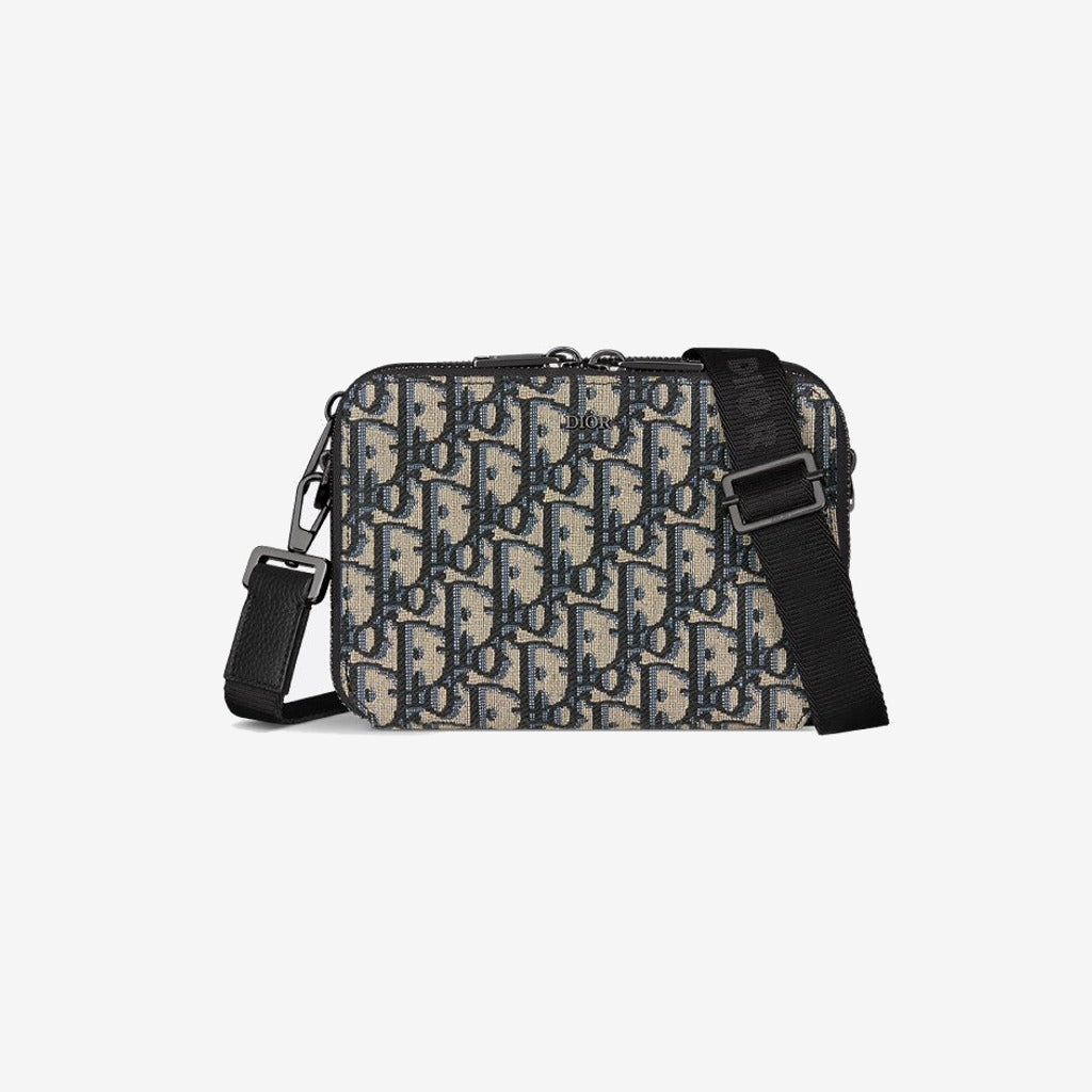 Pochette zippée à bandoulière Noir et Beige — Dior
