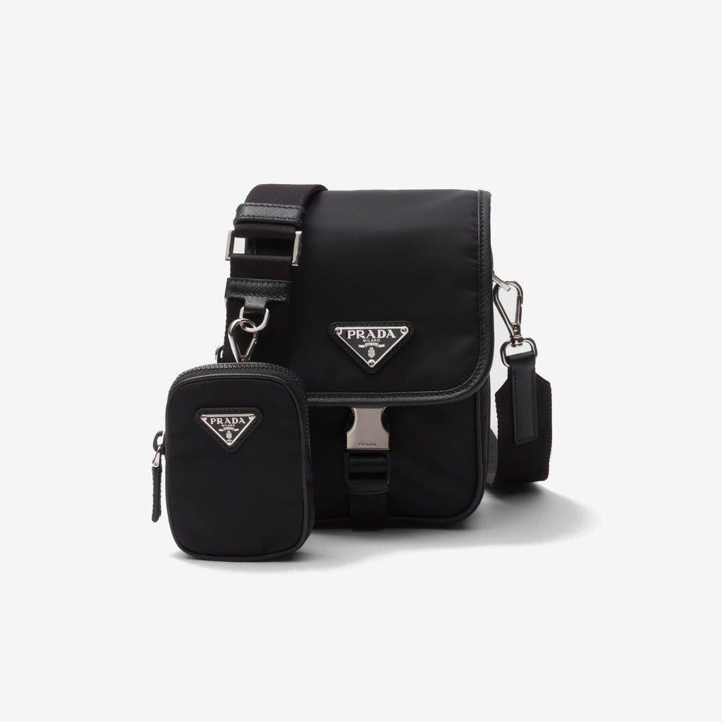 Sac porté épaule en Re-Nylon et cuir Saffiano — Prada
