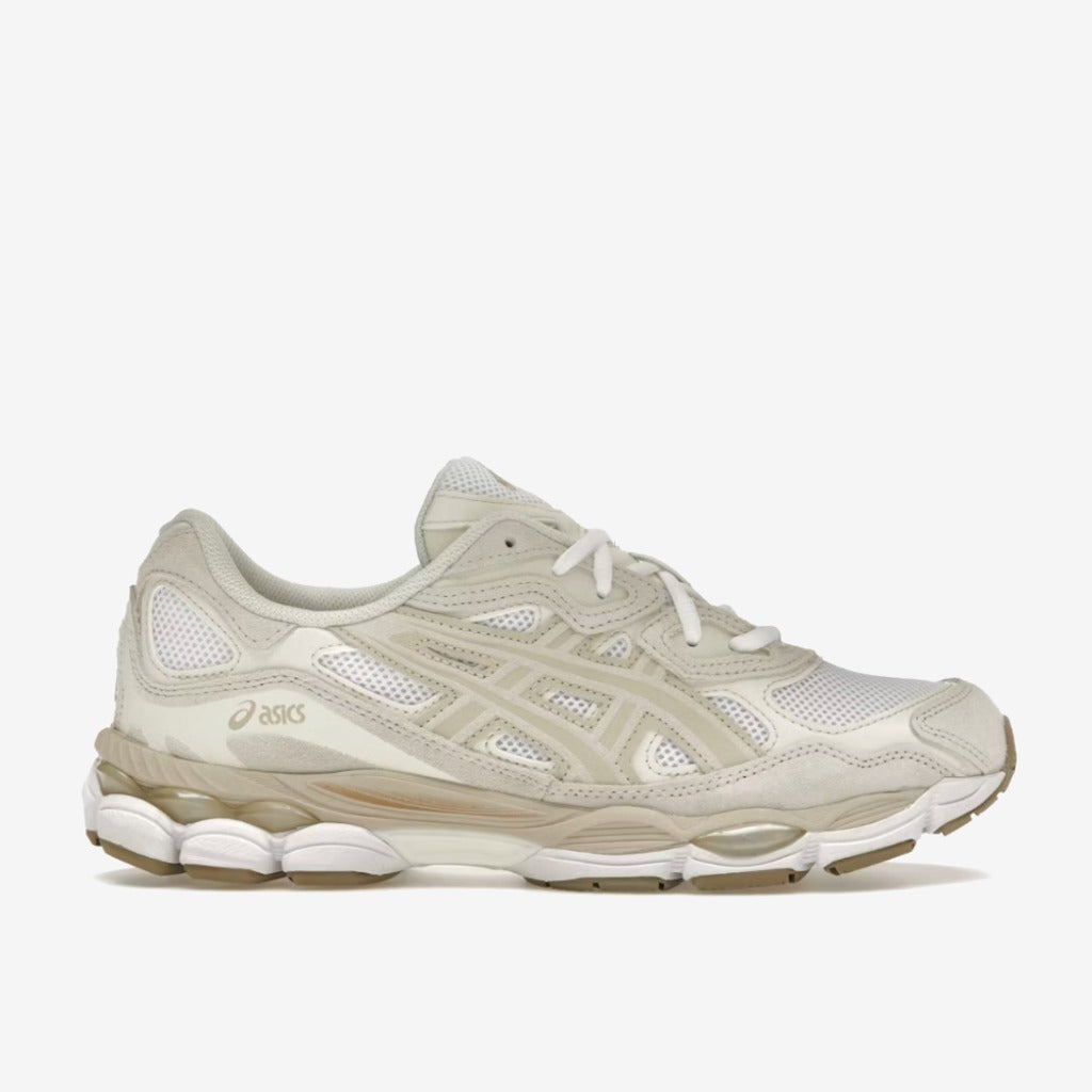 Asics Gel NYC White Feather Grey crème et beige clair, vue de profil
