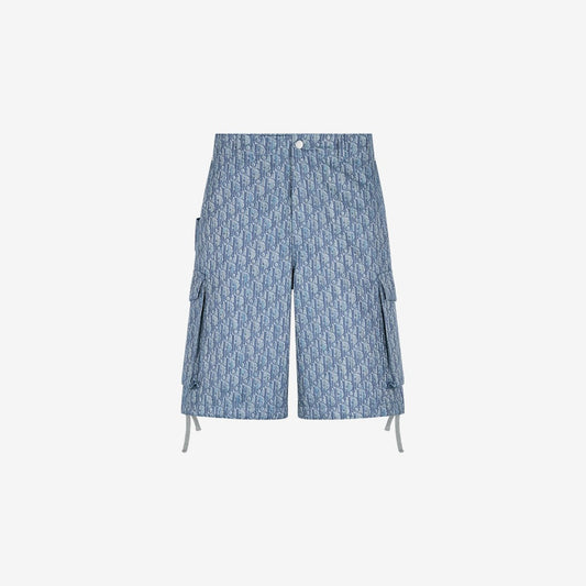 Bermuda cargo Dior Oblique Twill de coton mélangé bleu