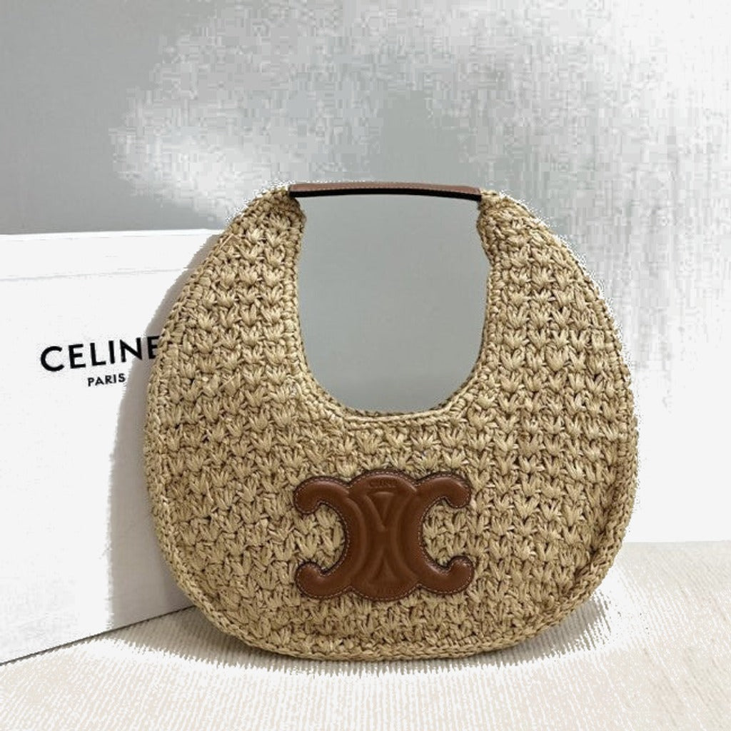 Céline - HOBO BAG IN Raffia and Calfskin