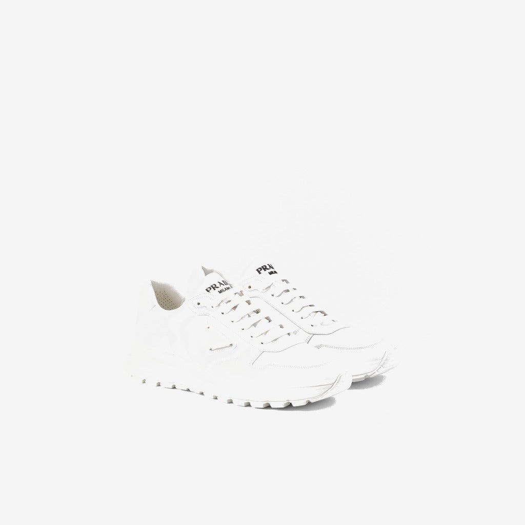 Basket Prada Blanc en cuir brossé