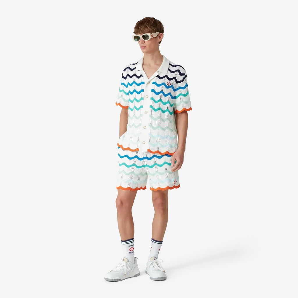 Gradient Wave Crochet Shirt