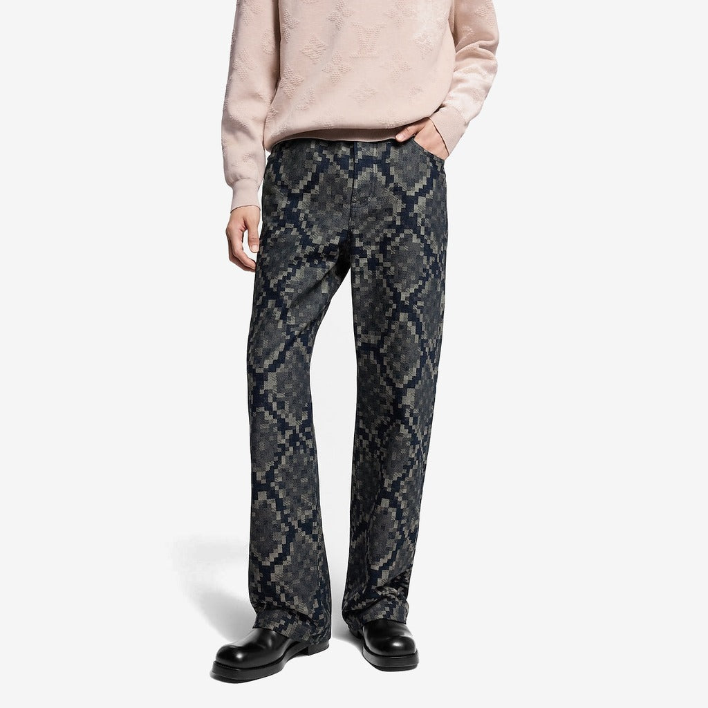 Pantalon droit en denim graphique