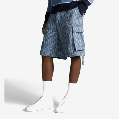 Bermuda cargo Dior Oblique Twill de coton mélangé bleu