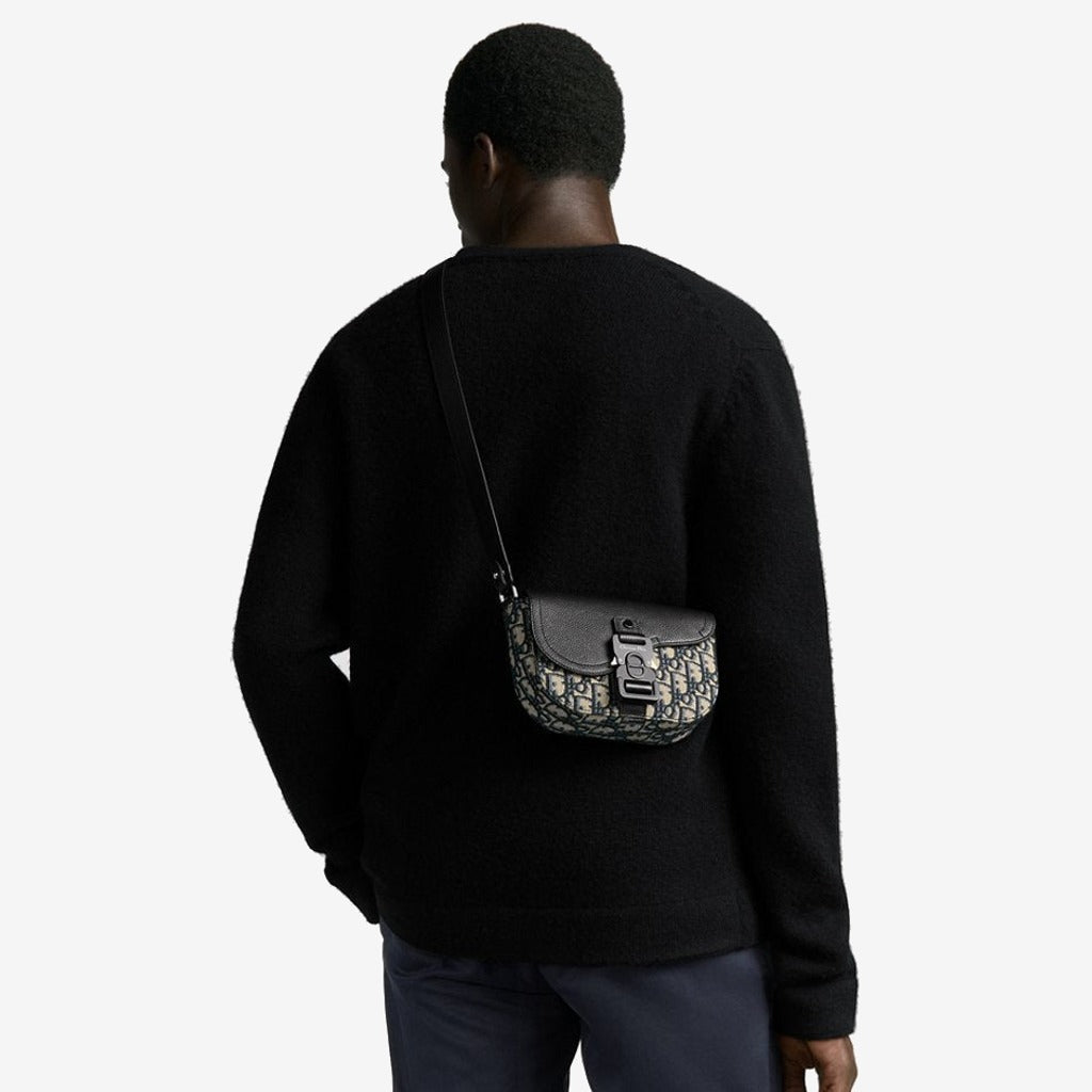 Mini sac Messenger à rabat Saddle Noir et Beige