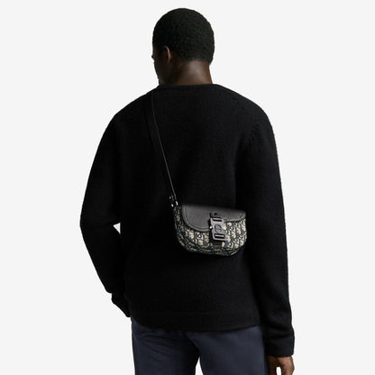 Mini sac Messenger à rabat Saddle Noir et Beige
