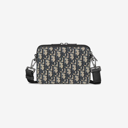 Pochette zippée à bandoulière Noir et Beige