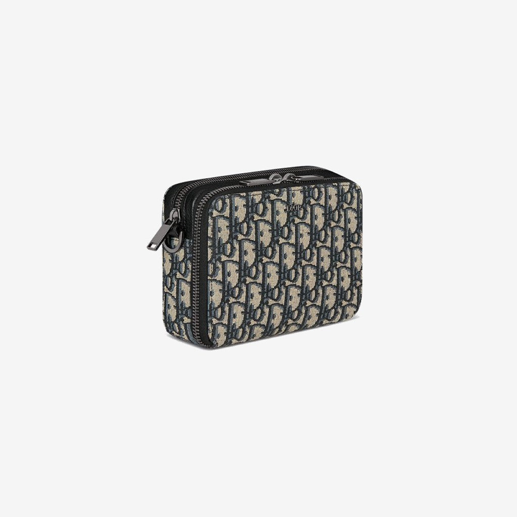 Pochette zippée à bandoulière Noir et Beige