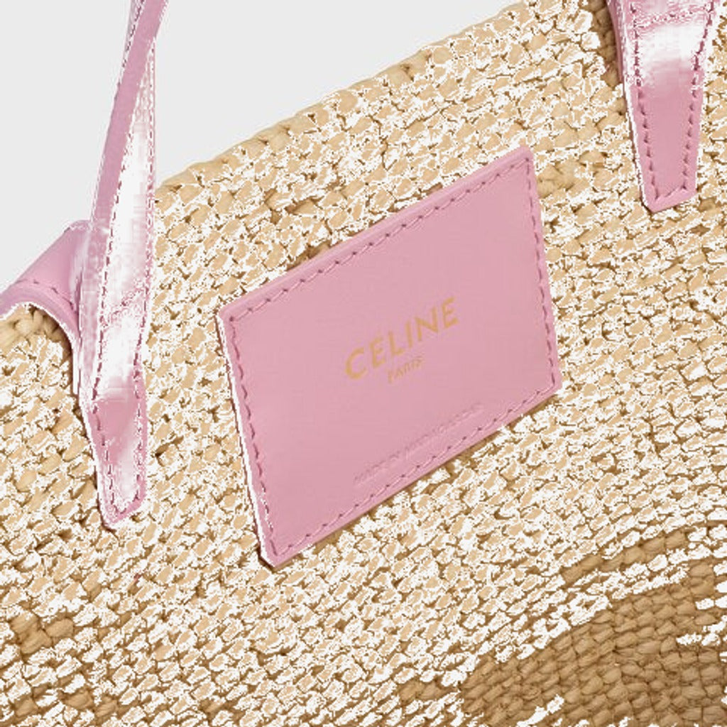 Céline - Classic Panier petit modèle Souple Raphia et veau Pink