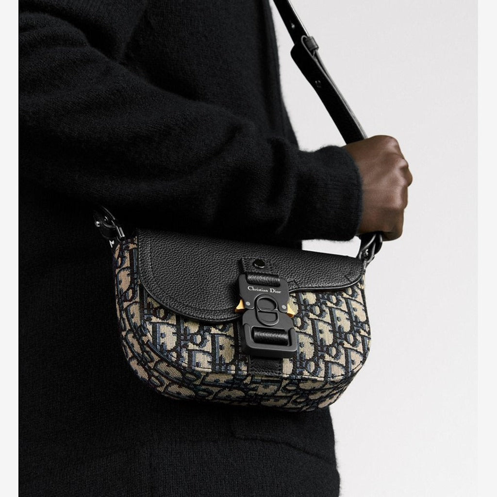 Mini sac Messenger à rabat Saddle Noir et Beige